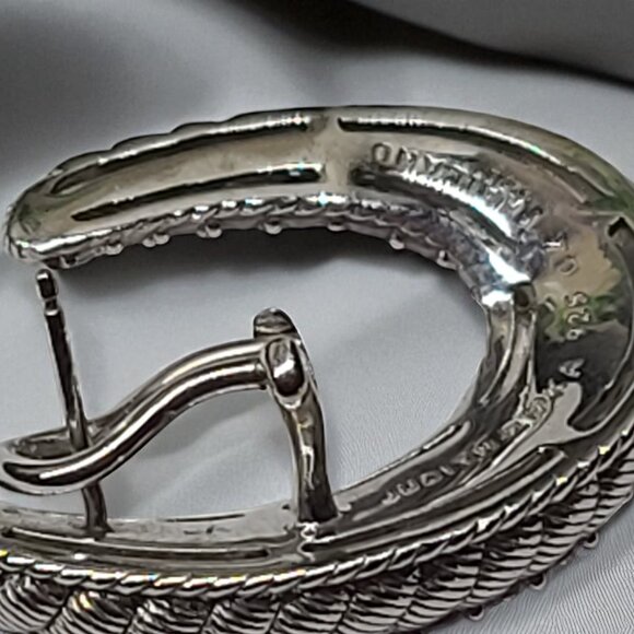 Judith Ripka .925 Sterling Silver Diamonique Earrings – 1.25" – Omega Backs – - Picture 8 of 8